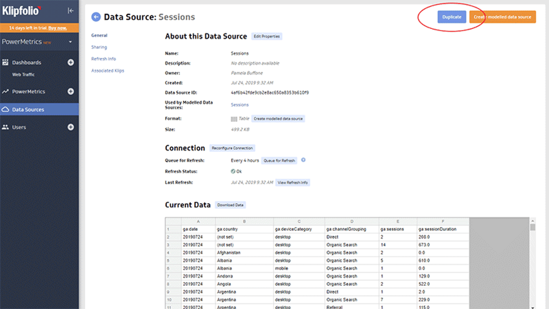 How to Work with Ga Data in Klipfolio Ga Data Source 2