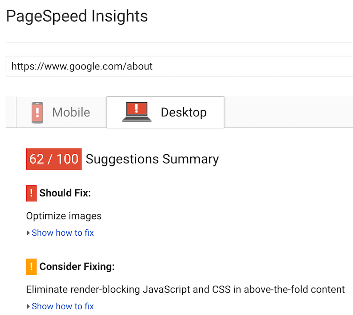 Pagespeed Insights