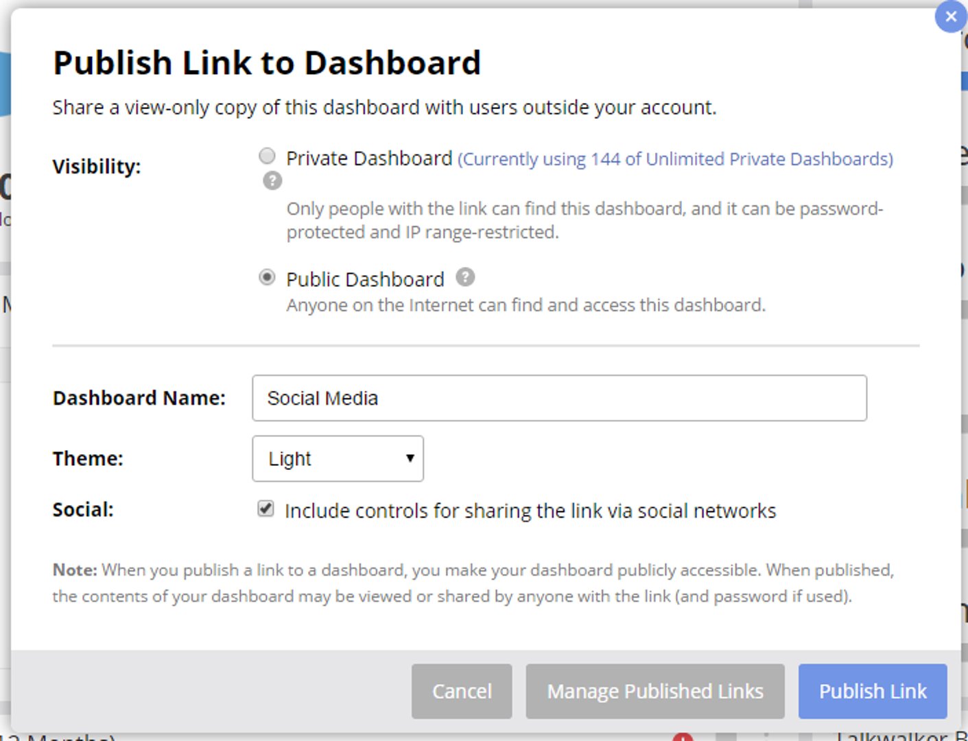 klipfolio - public dashboard step two