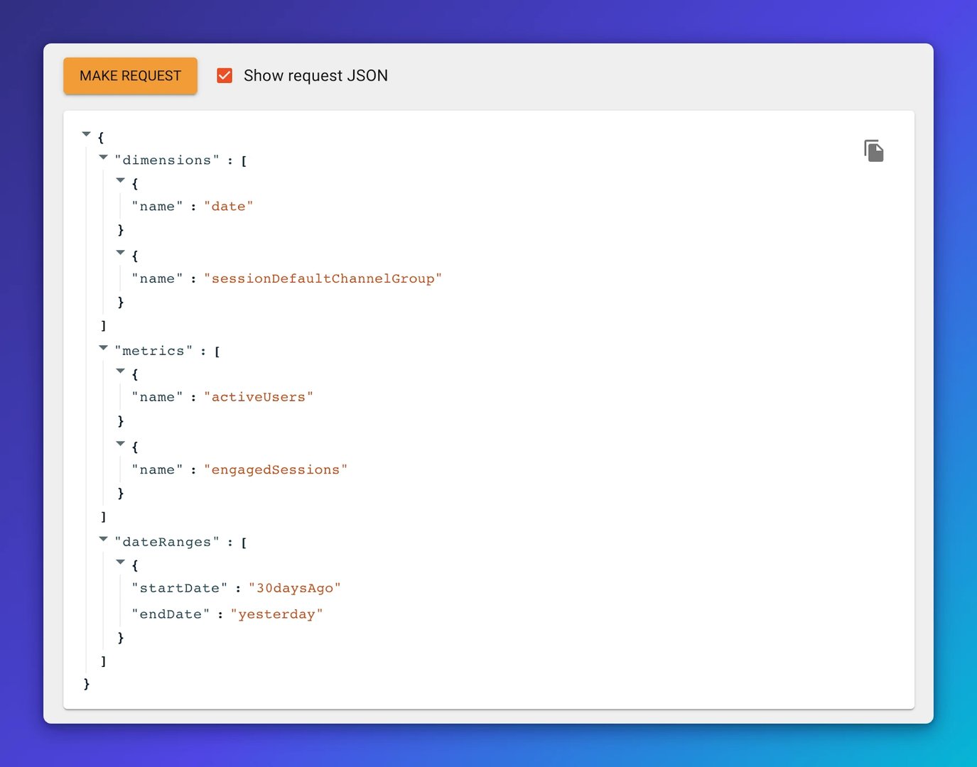 Google Analytics 4 Klips Request Output