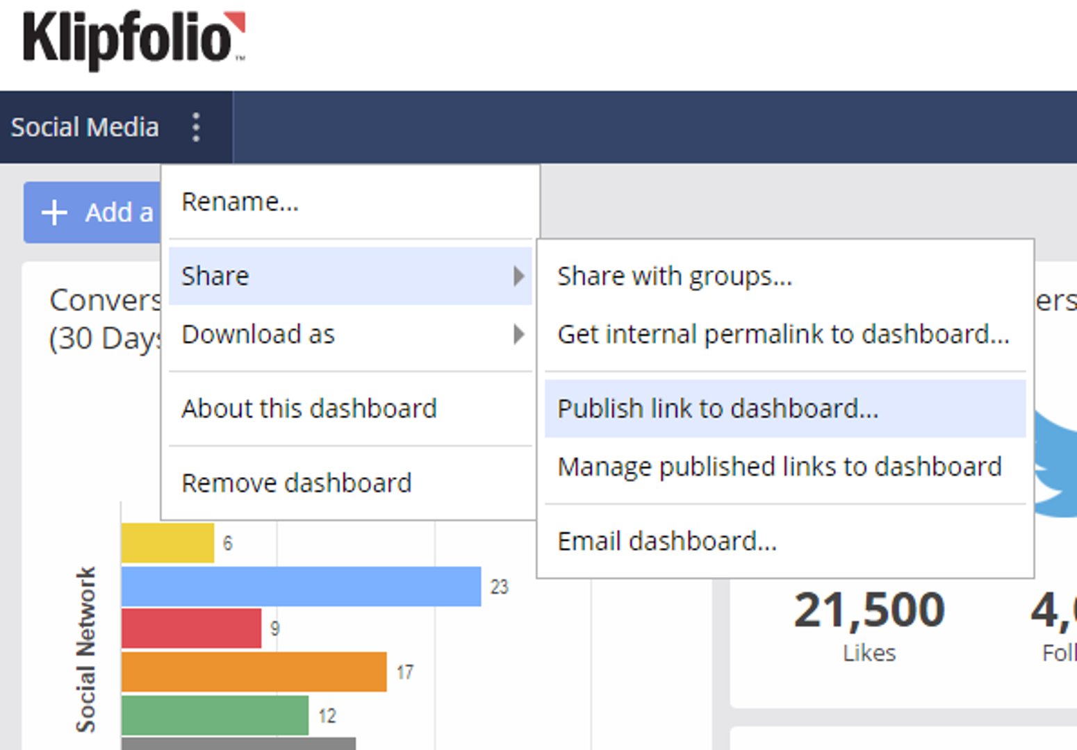 klipfolio - public dashboard step one