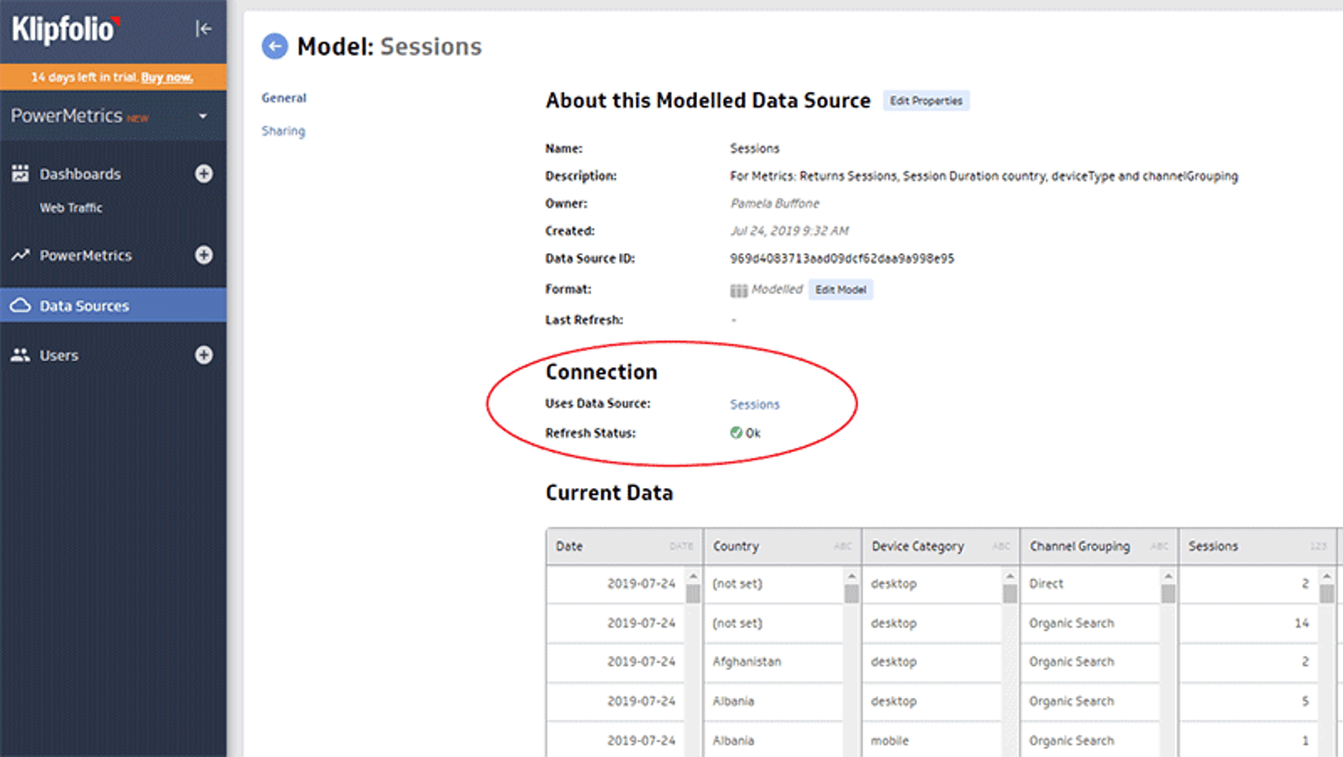 How to Work with Ga Data in Klipfolio Ga Data Source 1