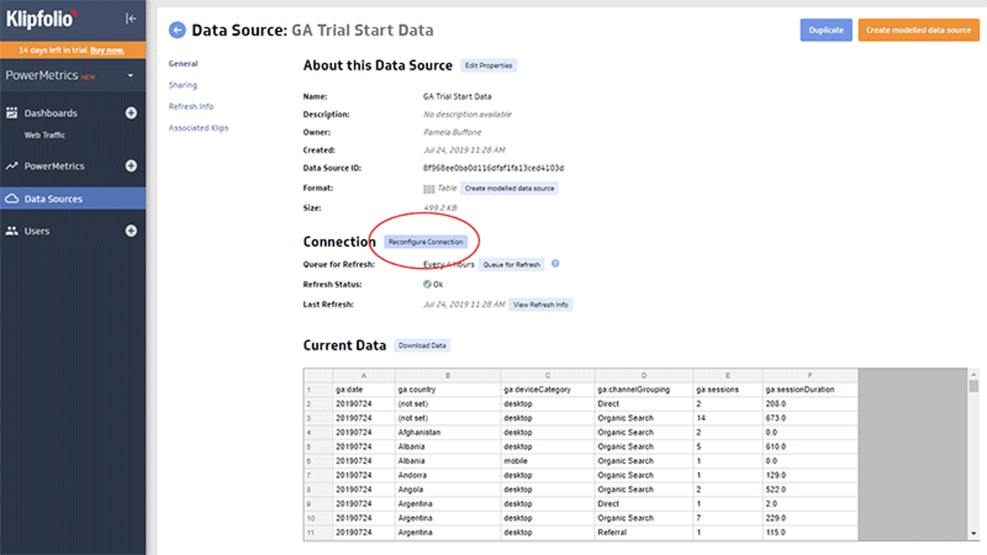 How to Work with Ga Data in Klipfolio Ga Data Source 3