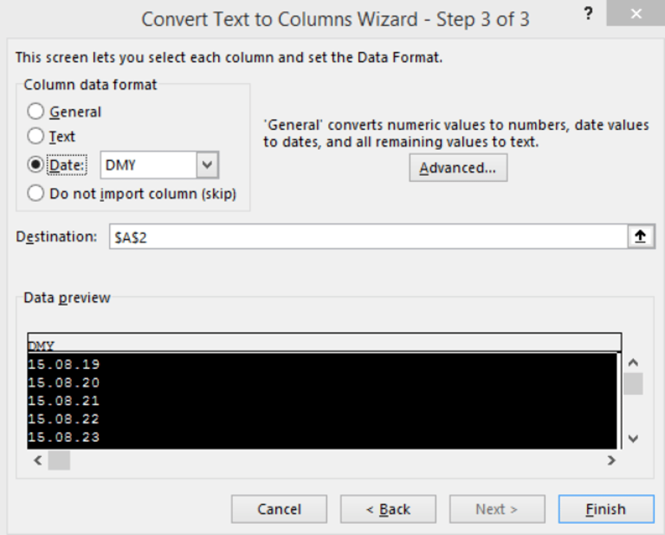 Column Data Format 0