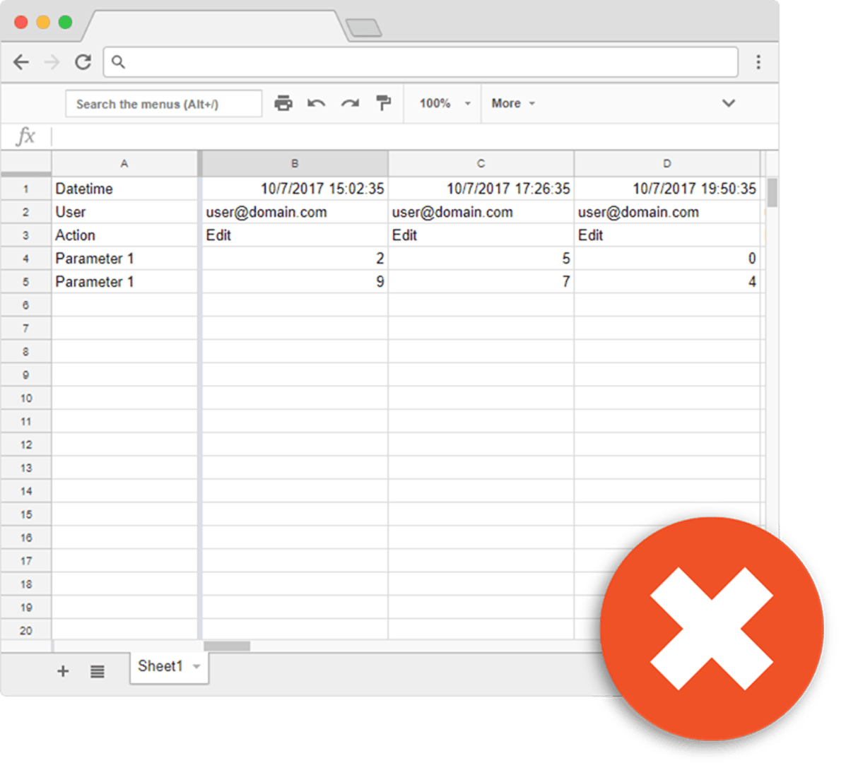 Google Sheets Database Layout Spreadsheet Red Circle