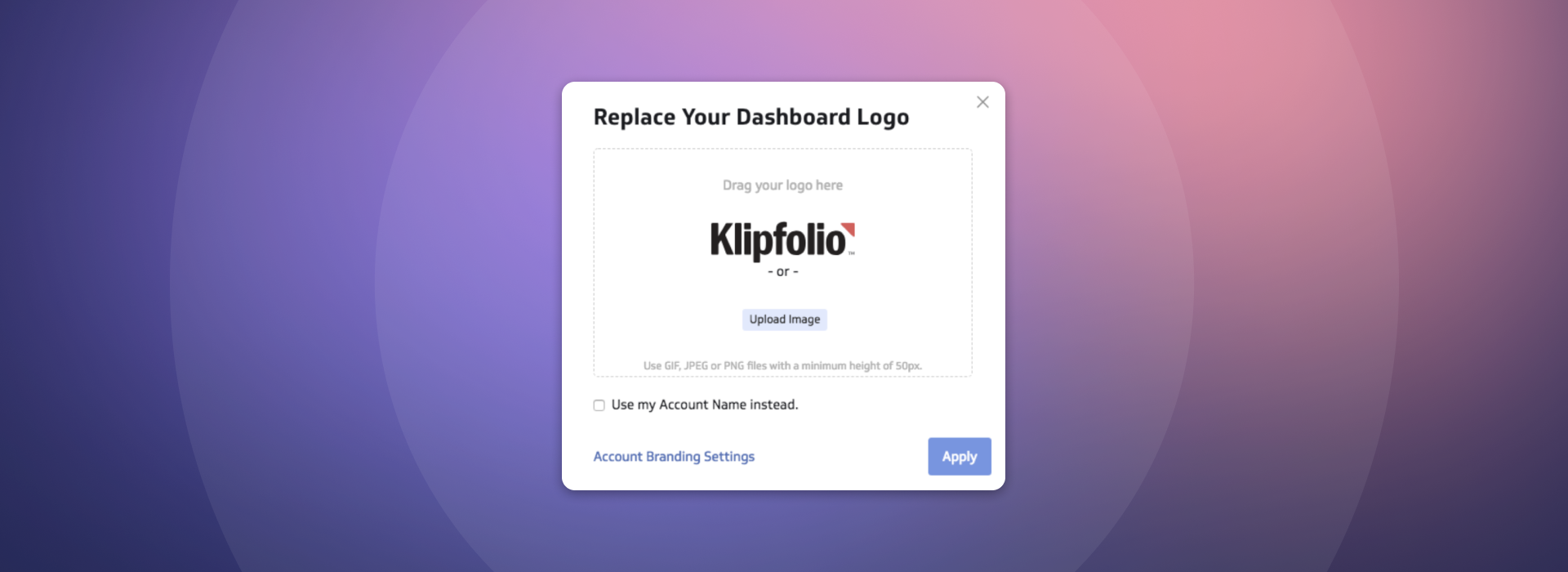 Replace Your Dashboard Logo