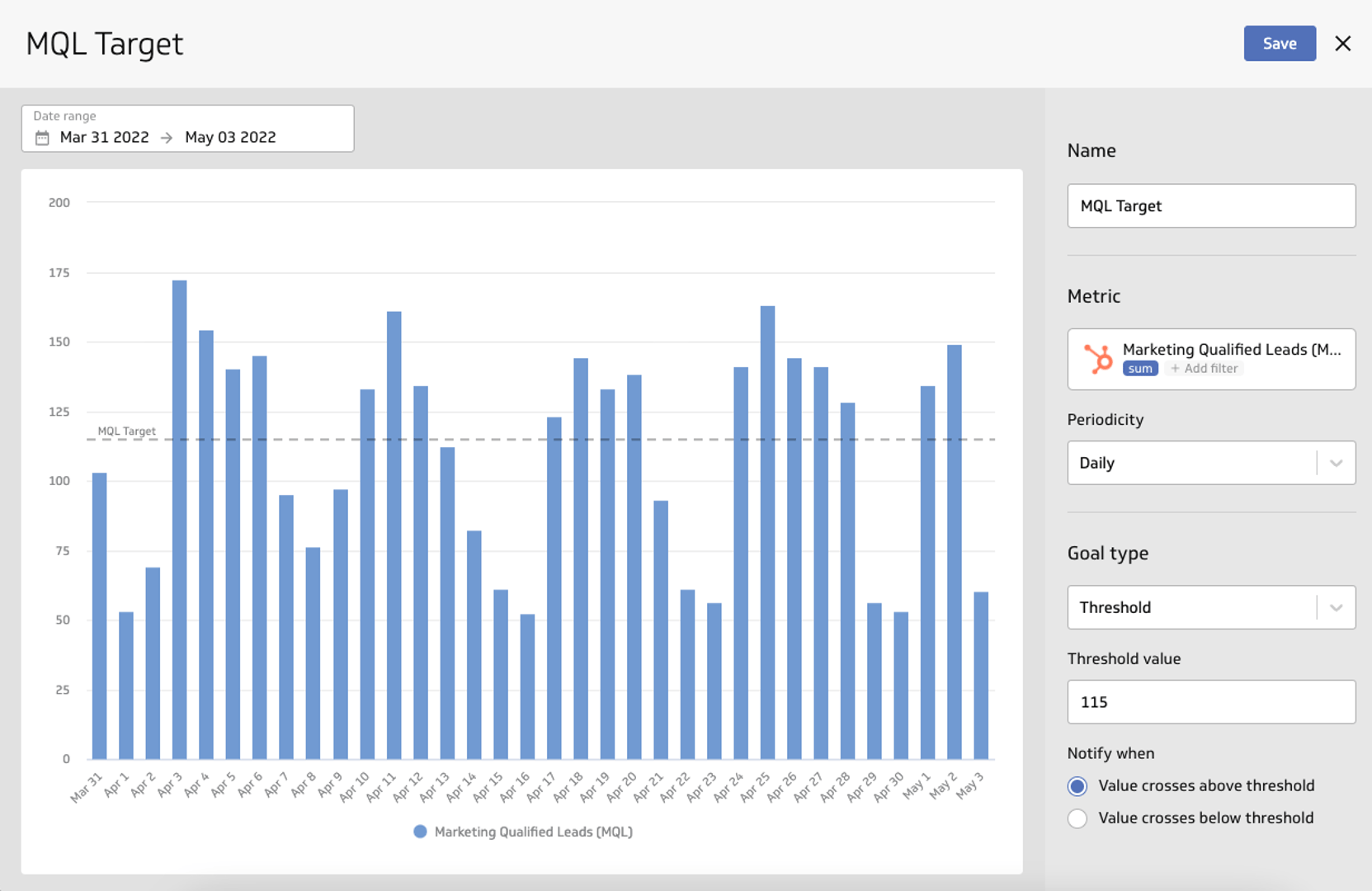 Goals Mql Target Threshold Target