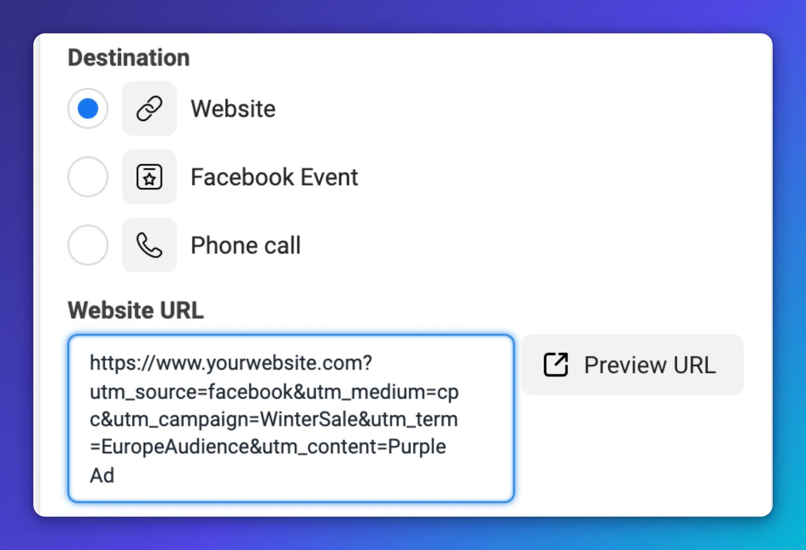 How to Track Facebook Ads in Google Analytics | Step 3 - Generate a new URL for your ads