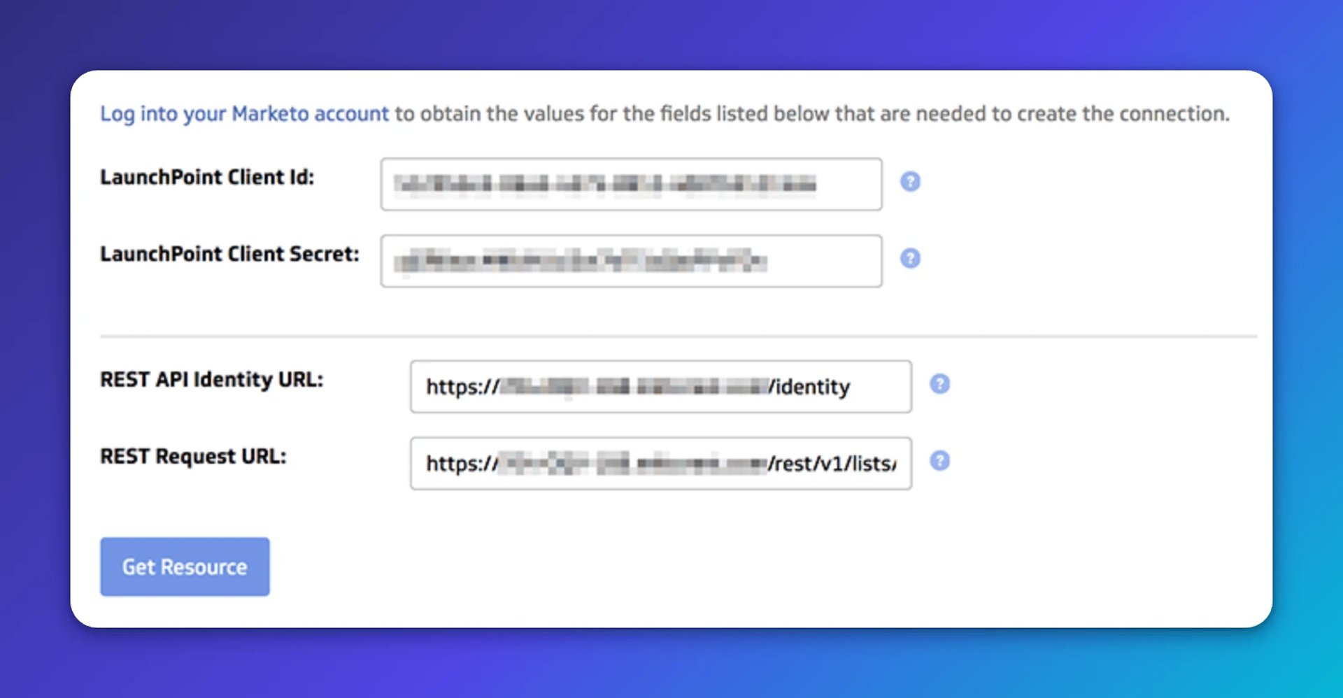 Klipfolio Marketo get resource