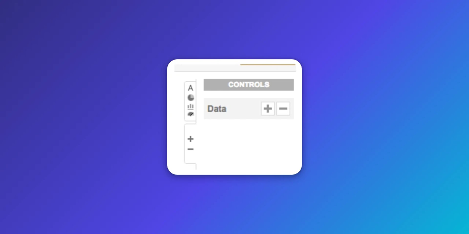Klipfolio controls panel with Data label and plus and minus buttons to add or remove data series