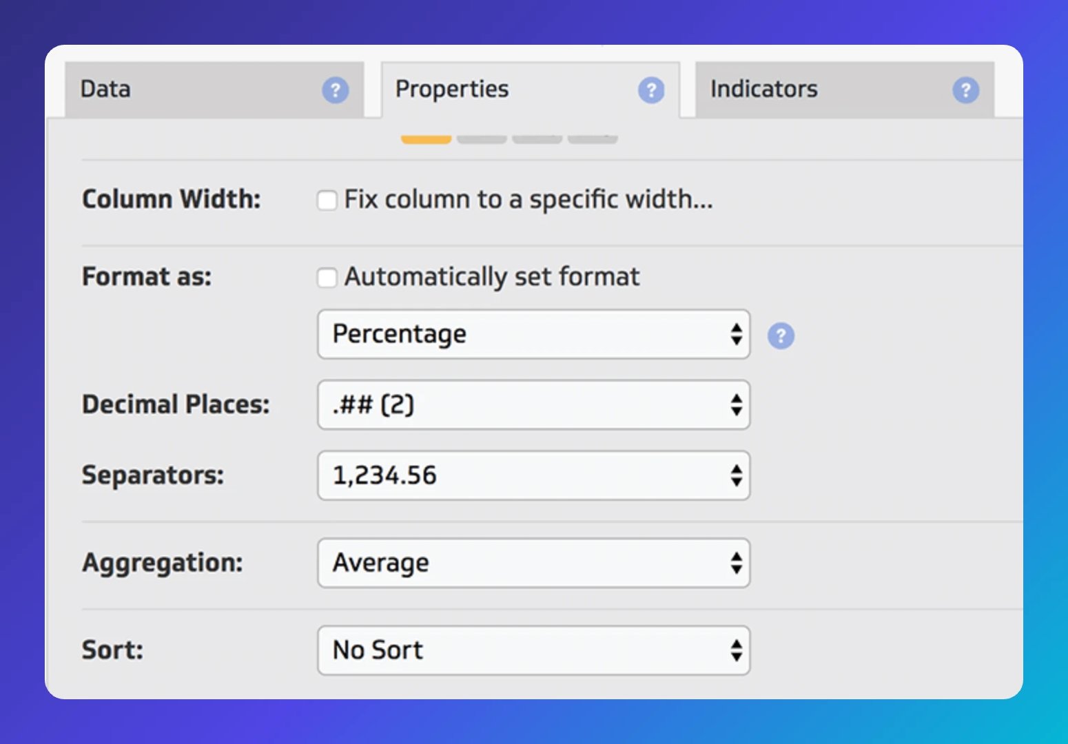 Klipfolio formula bar properties