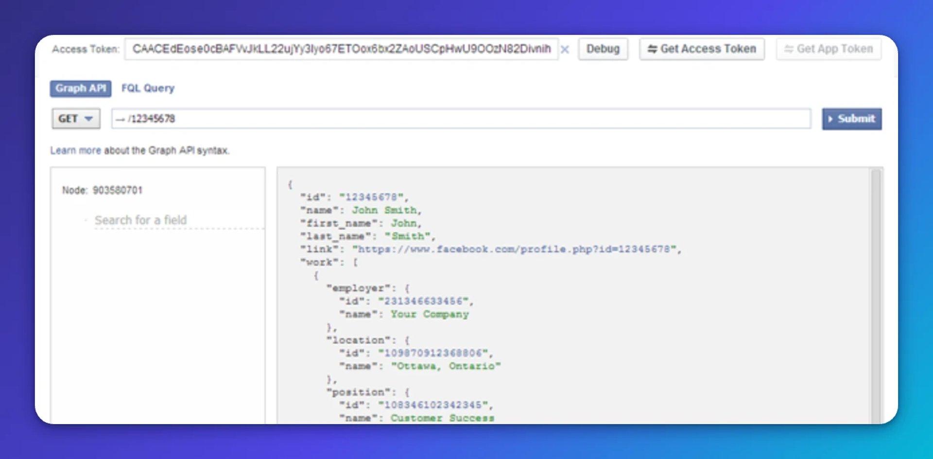 klipfolio - facebook graph api query