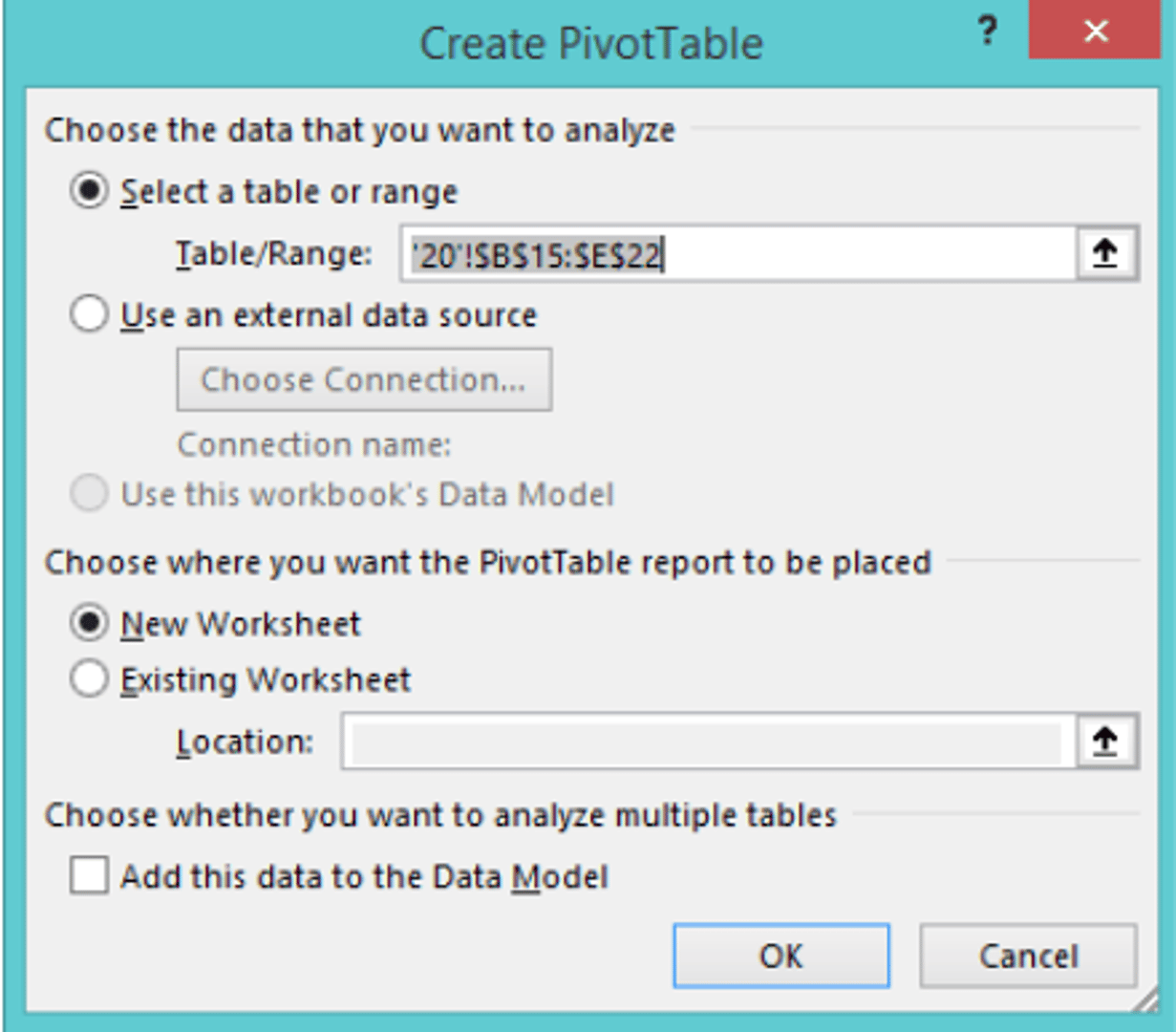 Create Pivot Table 0
