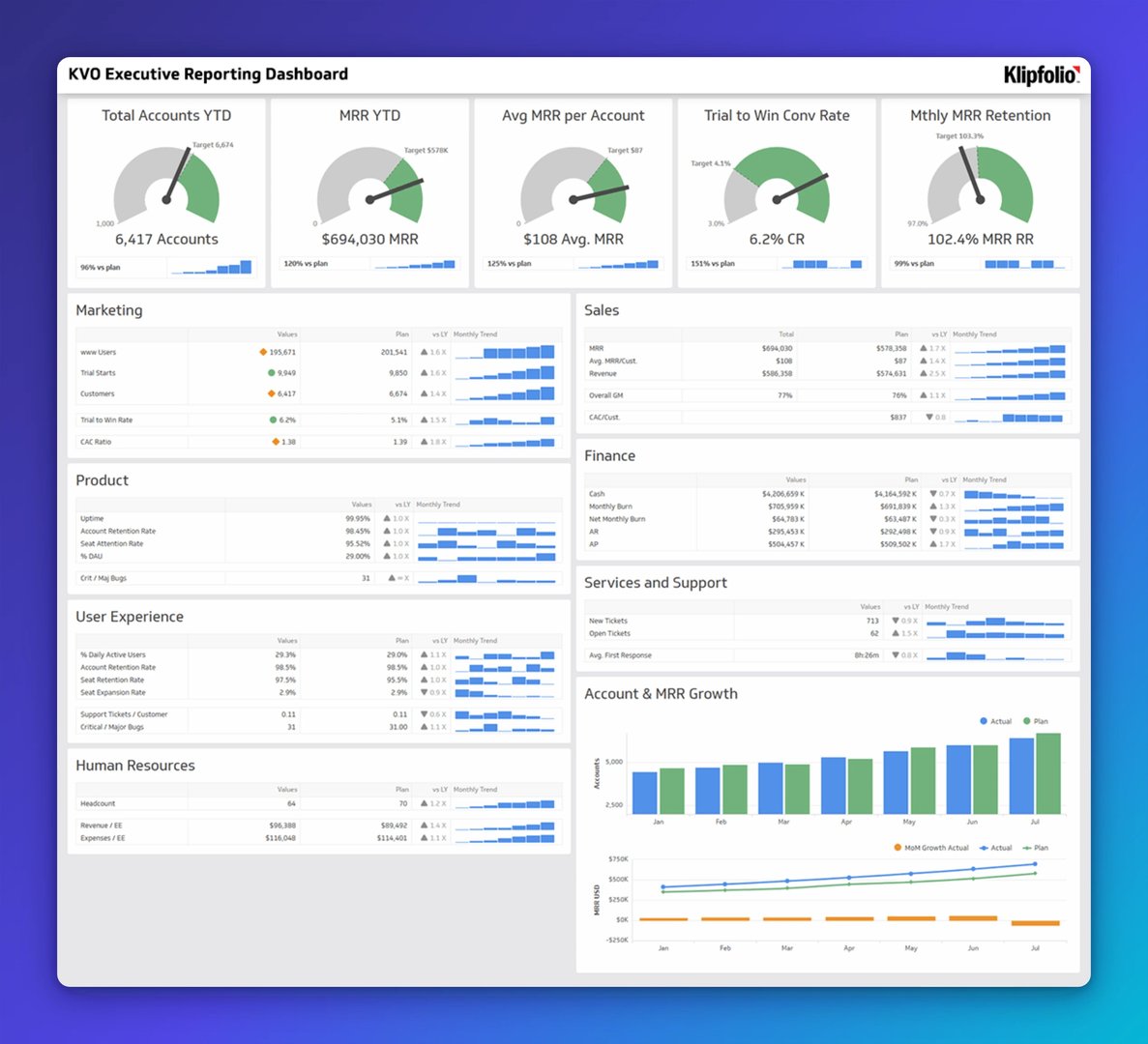executive reporting dashboard