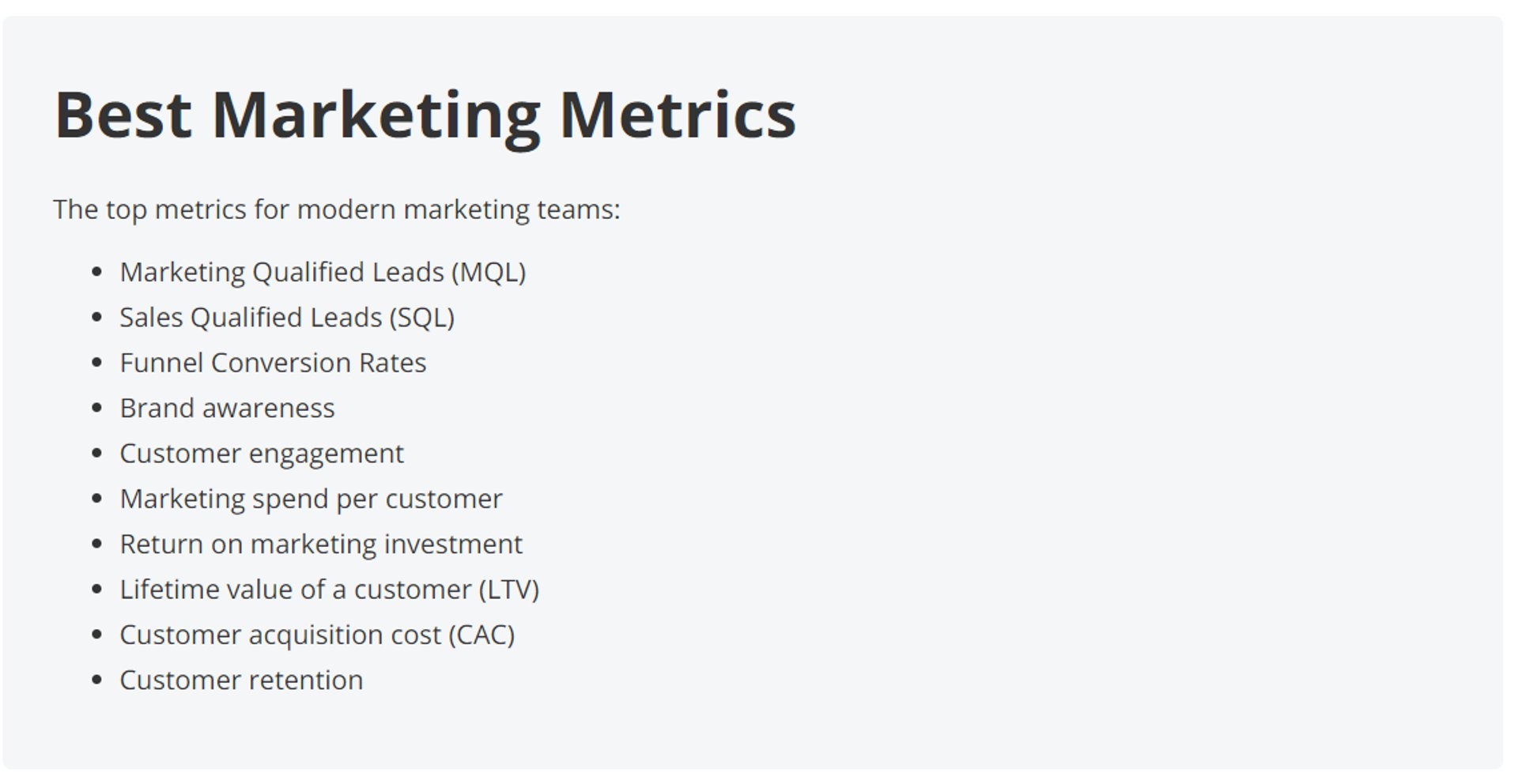 Best Marketing Metrics