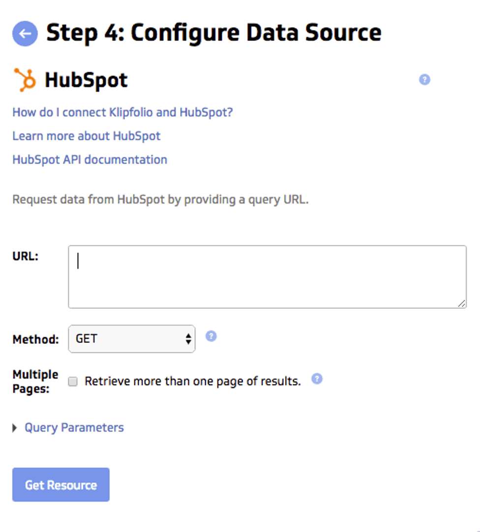 Building A Hubspot Dashboard with Klipfolio Configure Data Source