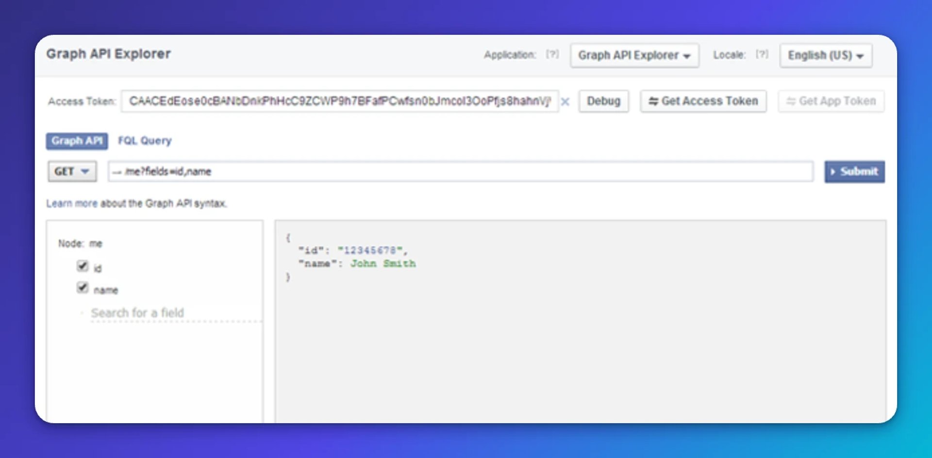 klipfolio - facebook graph api screen