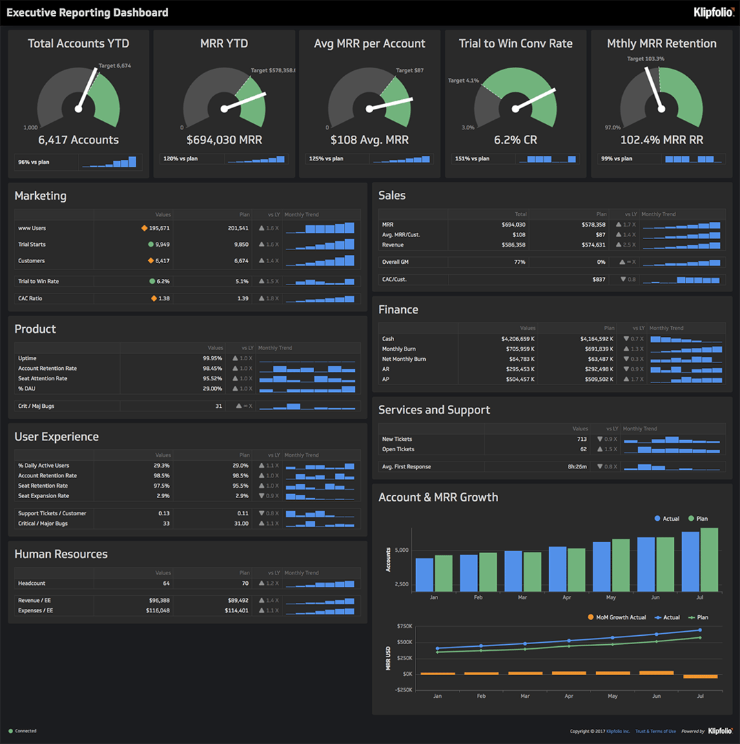 executive reporting dashboard