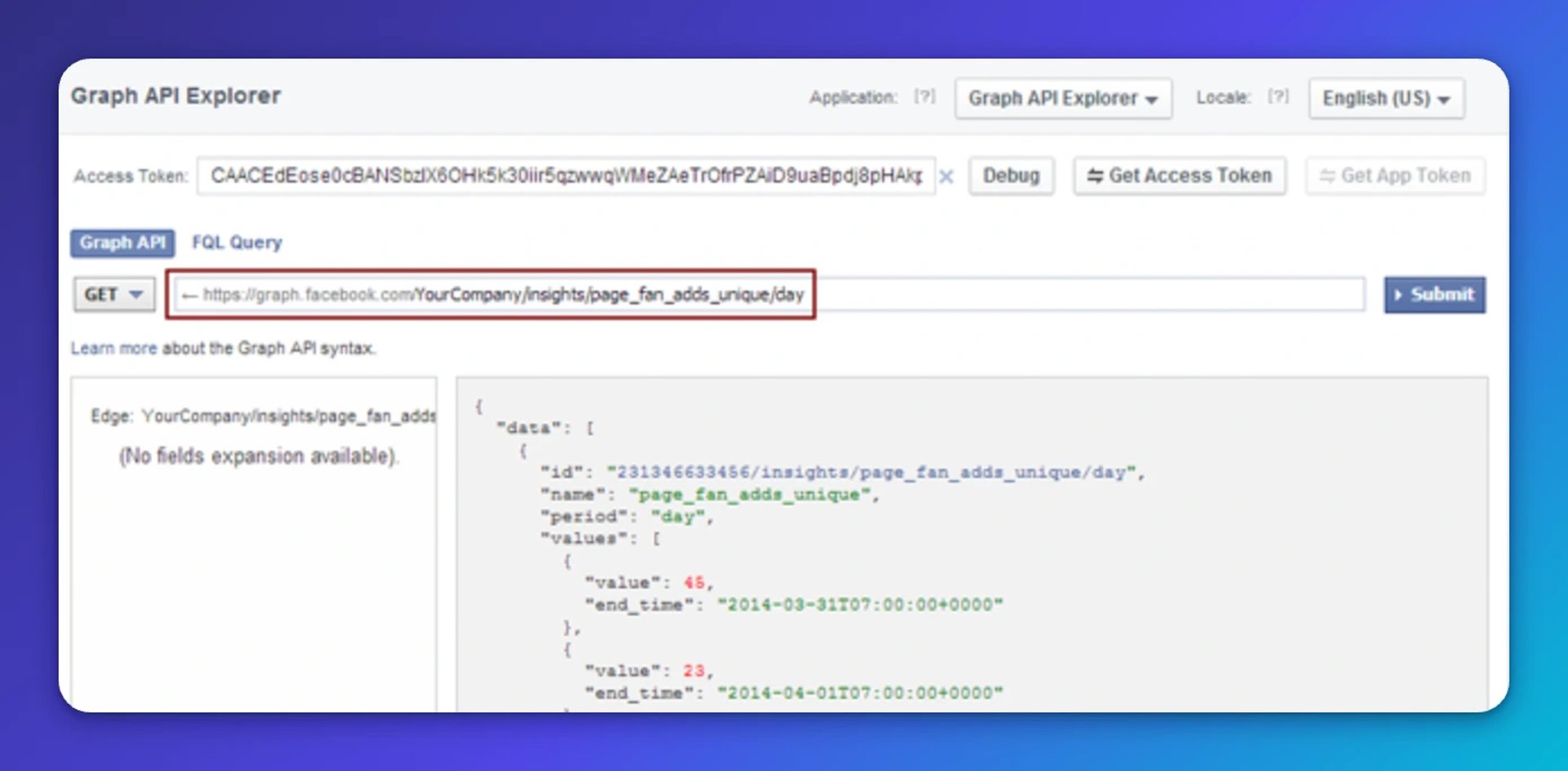 klipfolio - facebook query