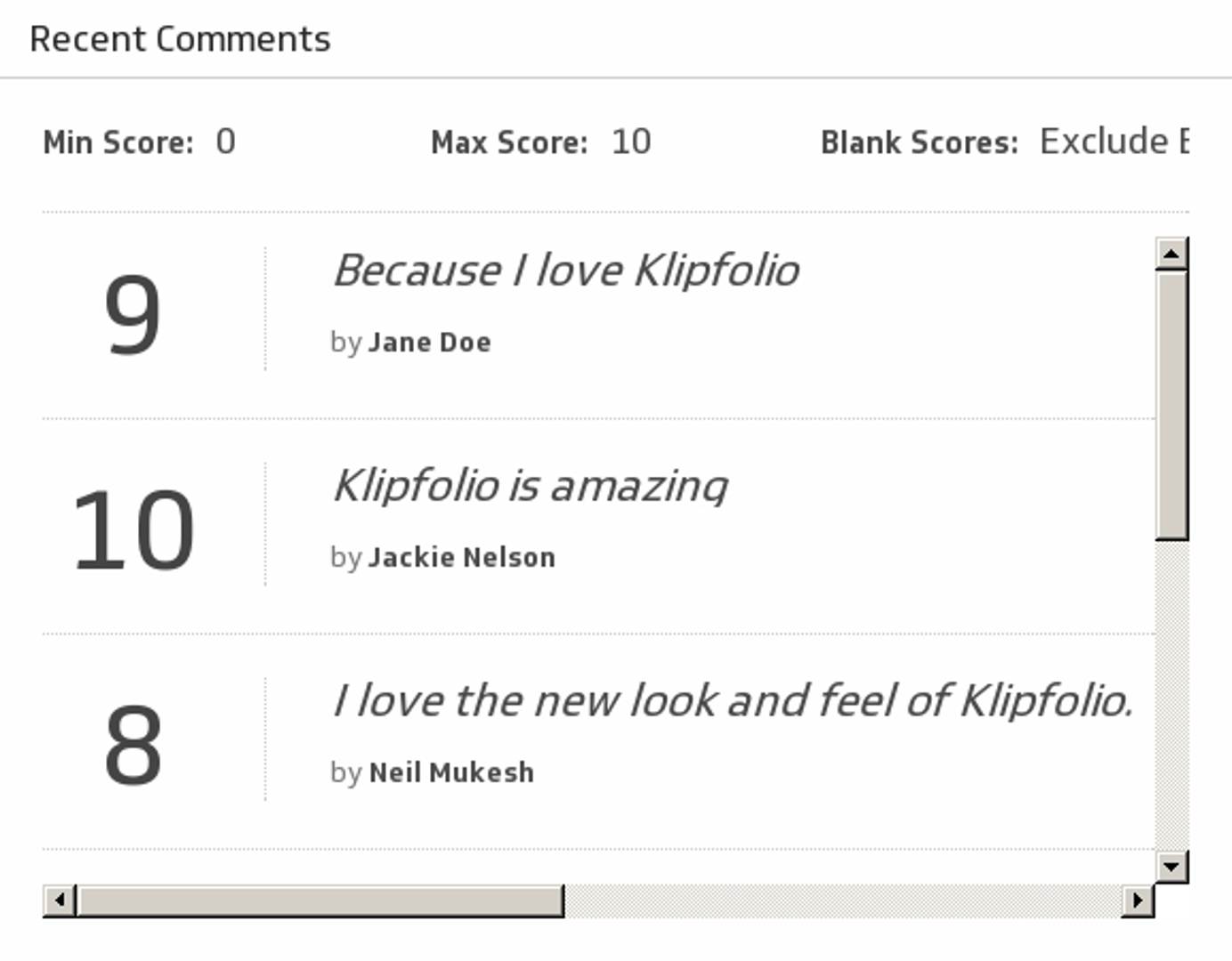 AskNicely Dashboard | Recent Comments