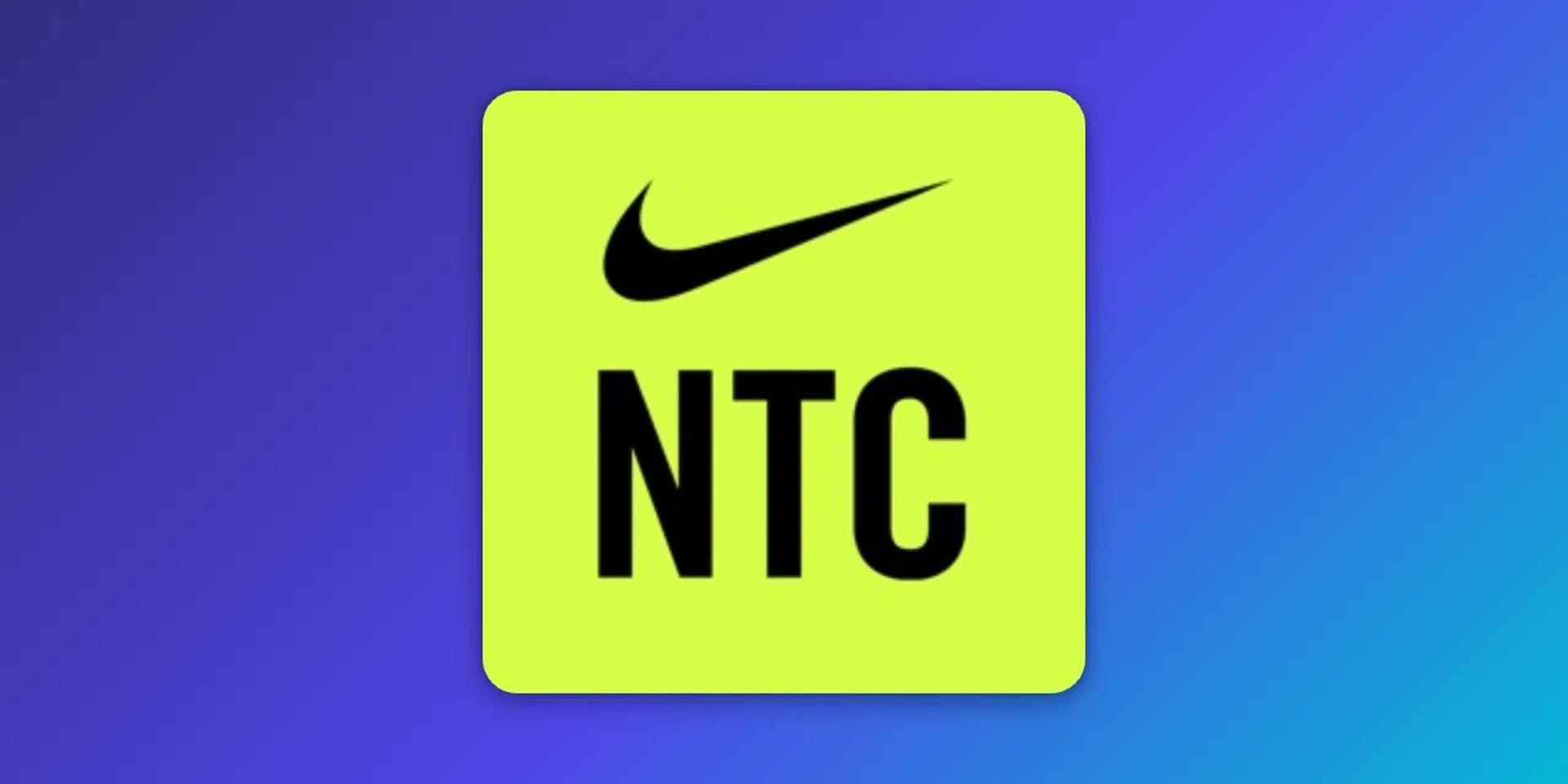 Nike Training Club app logo with swoosh and NTC text on yellow-green background