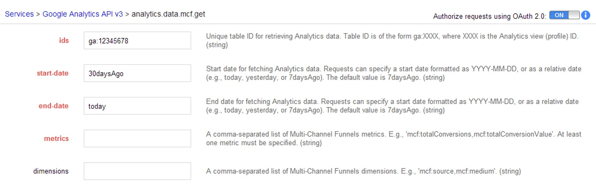 Multi Channel Funnel API Dates